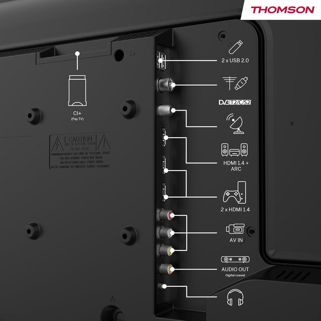 THOMSON 24 Pouces (60 cm) LED HD Easy TV - Non Smart - Hotel Mode USB HDMI Triple-Tuner (Câble/Satellite/Antenne) AV in CI+ A+ Panneau - 24HD2S13