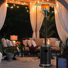 Load image into Gallery viewer, Parasol Chauffage Extérieur à Gaz 13KW Réflecteur 82cm avec Dispositif de Anti-basculement Tube 2 Roues Fluide 220cm Noir -