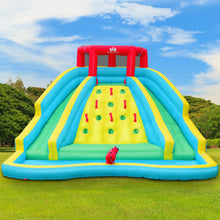 Load image into Gallery viewer, Toboggan Aquatique Gonflable 5 en 1 avec Pataugeoire Aire de Jeux Gonflable en Oxford avec Mur d'Escalade Charge 150kg pour 3-10 Ans (sans Souffleur) -