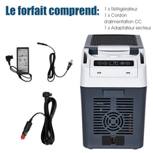 Load image into Gallery viewer, Rfrigrateur Conglateur de Voiture 12L Portable Compresseur -20掳C  +10掳C Ampoules LED 2 Porte-gobelets 23x53x36cm -