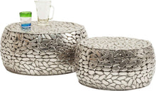 Load image into Gallery viewer, Kare Design Table Basse Pebbles Deluxe, Acier, Argent, Diamètre 66 / 56 cm, Table Basse Salon lot de 2, Meuble, Deco Intérieur, Decoration Chambre, Maison