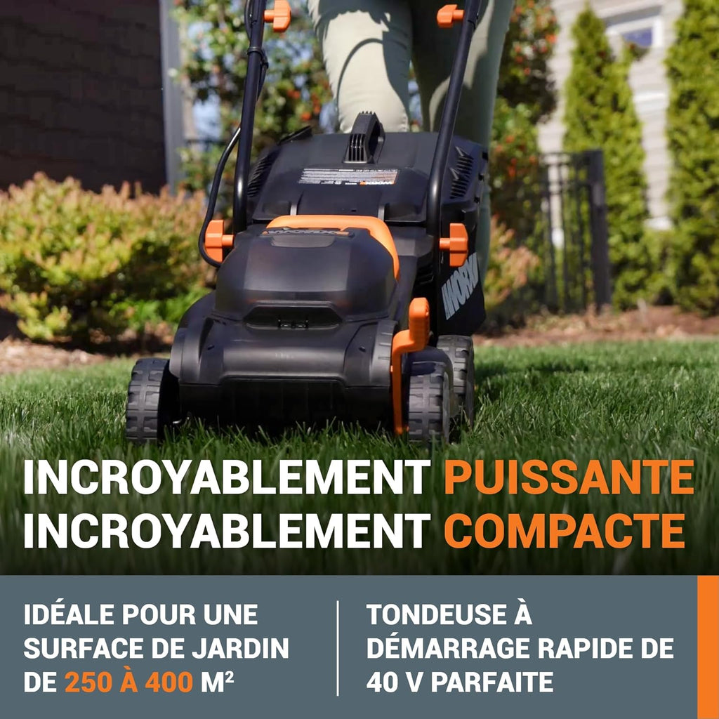 Pack Pro+ Tondeuse à Gazon 40V 460m² + Coupe-Bordures 20V + 2 Batteries 4Ah et 1 Batterie 2Ah + Chargeur Double et Chargeur Simple (Idéal pour l'Entretien du Jardin)