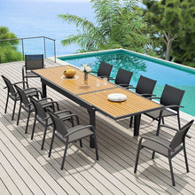 Load image into Gallery viewer, Table de jardin extensible en aluminium 12 places effet bois (200/320 x 100 cm) Murano Gris anthracite - Action-sport36 -