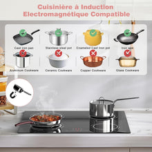 Load image into Gallery viewer, Plaque Induction 4 Feux Encastrable 6400W, Plaque de Cuisson Induction Zone Flexible, Plaque Electrique 60cm, Fonction Pause, 9 Niveaux, Controle tactile, Minuterie, Serrure pour Enfants