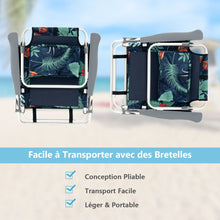 Load image into Gallery viewer, Lot de 2 Chaises de Camping Plage Pliante Table Enroulable en Aluminium Appui-tête Dossier Réglable à 5 Positions 6 Couleurs au Choix -