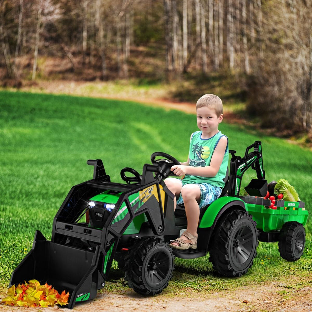 Tracteur Electrique 12 V pour Enfants 3-5 km/h Tlcommande MP3 USB Vert/Jaune -