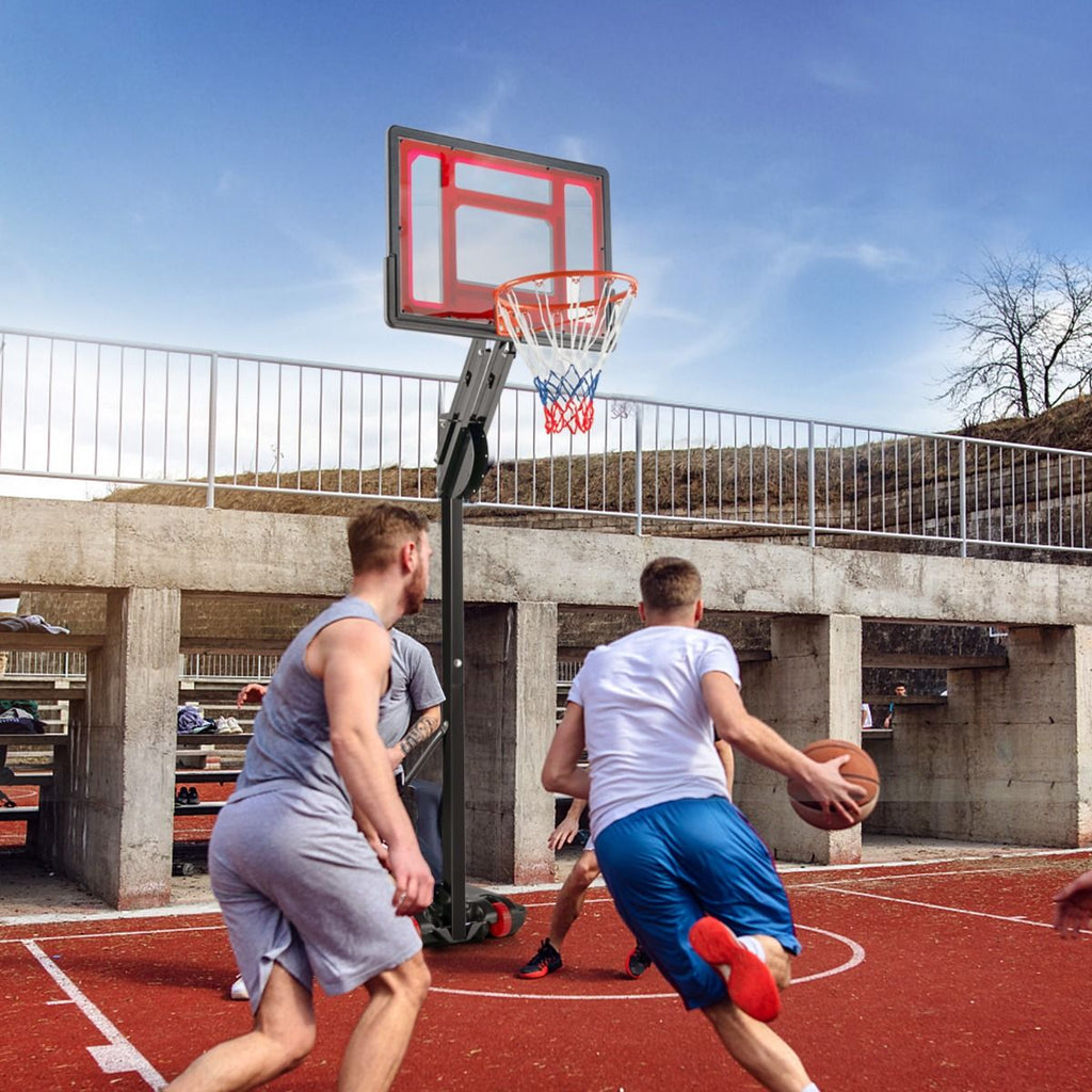 Panier de Basketball sur Pieds avec Hauteur Rglable 1,55-3,1m Support de Basketball avec Panneau Arrire en PE pour Enfants et Jaunes -