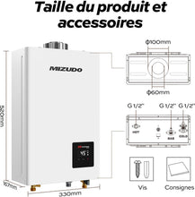 Load image into Gallery viewer, MIZUDO 11L Chauffe-Eau à Gaz Instantané Propane Indoor, avec indicateur LED pour Usage Domestique