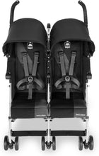 Load image into Gallery viewer, Poussette double Maclaren Twin Triumph (6 mois,jusqu' 15 kg,un enfant par sige),lgre et compacte,capote extensible UPF 50+ avec habillage pluie - Noir/Anthracite