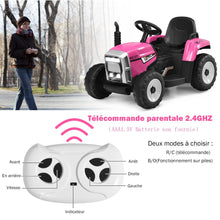 Load image into Gallery viewer, Tracteur Electrique avec Remorque pour Enfants 3 Vitesses Lumires LED Fonctions o USB et Bluetooth Jaune/Rose/Rouge/Vert/Vert Fonc/Noir -