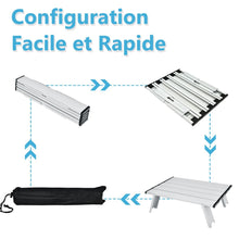 Load image into Gallery viewer, Lot de 2 Chaises de Camping Plage Pliante Table Enroulable en Aluminium Appui-tête Dossier Réglable à 5 Positions 6 Couleurs au Choix -