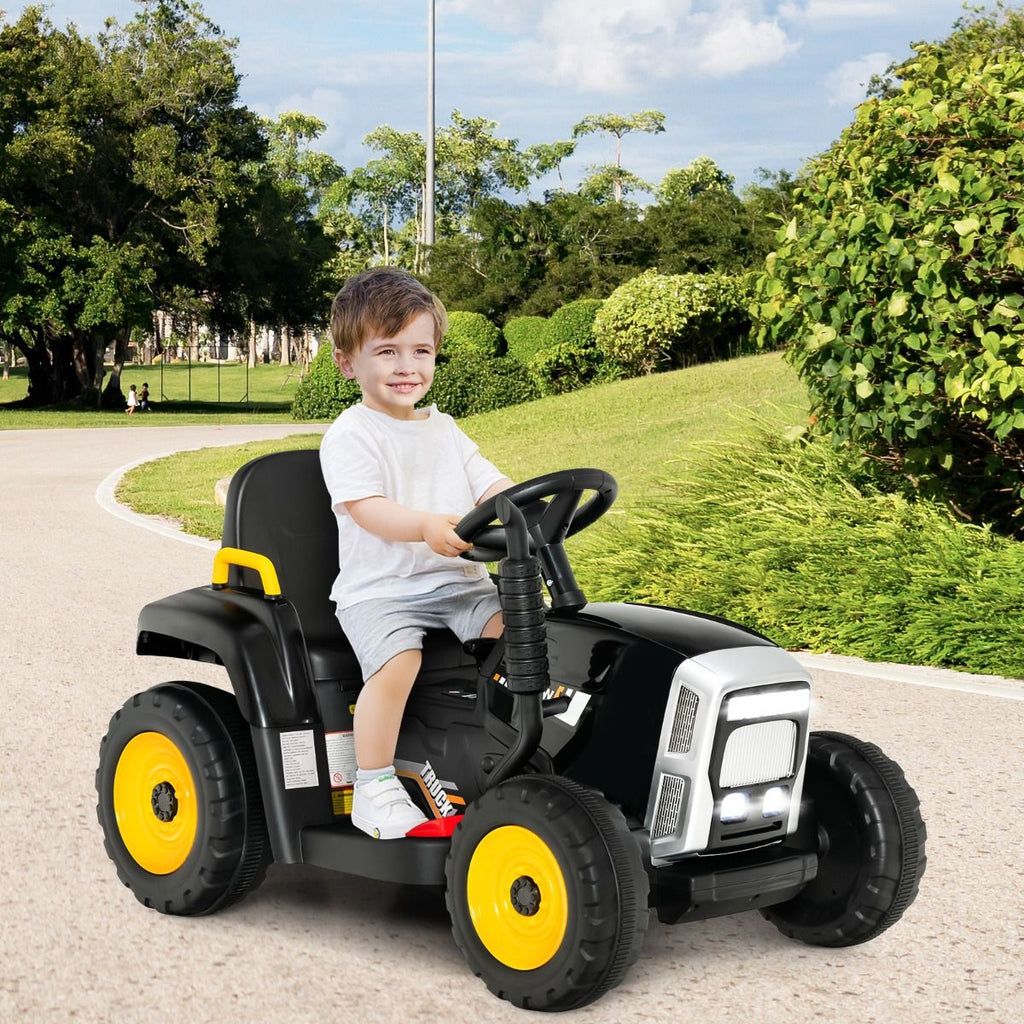 Tracteur Electrique avec Remorque pour Enfants 3 Vitesses Lumires LED Fonctions o USB et Bluetooth Jaune/Rose/Rouge/Vert/Vert Fonc/Noir -