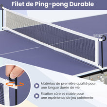 Load image into Gallery viewer, Table de Ping-Pong Pliable Peu Encombrante avec Filet Tennis de Table avec 2 Raquettes 3 Balle Pieds Rglables 180 x 90 x 76 cm -