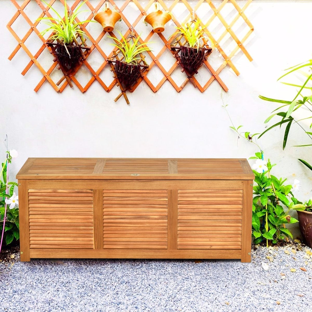 Malle en Bois d’Acacia Coffre Boîte de Rangement 120 x 45 x 45 cm Charge Max 150KG pour Terrasse Jardin ou Cour Nature -