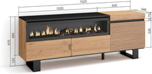 Load image into Gallery viewer, Skraut Home | Meuble TV | Banc Télé | Grand Espace de Rangement | 150x57x35cm | pour Les TV jusqu'à 65" | Cheminée électrique | Design Industriel | Style Moderne | Chêne
