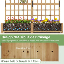 Load image into Gallery viewer, Jardinire avec 2 Treillis 2 Bacs Toit Suspendu en Bois Lit de Jardin Surlev avec 4 Trous de Drainage 180 x 48 x 183 cm Orange -