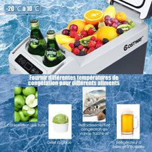 Load image into Gallery viewer, Rfrigrateur Conglateur de Voiture 12L Portable Compresseur -20掳C  +10掳C Ampoules LED 2 Porte-gobelets 23x53x36cm -