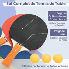 Load image into Gallery viewer, Table de Ping-Pong Pliable Peu Encombrante avec Filet Tennis de Table avec 2 Raquettes 3 Balle Pieds Rglables 180 x 90 x 76 cm -