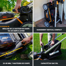 Load image into Gallery viewer, Pack Pro+ Tondeuse à Gazon 40V 460m² + Coupe-Bordures 20V + 2 Batteries 4Ah et 1 Batterie 2Ah + Chargeur Double et Chargeur Simple (Idéal pour l'Entretien du Jardin)