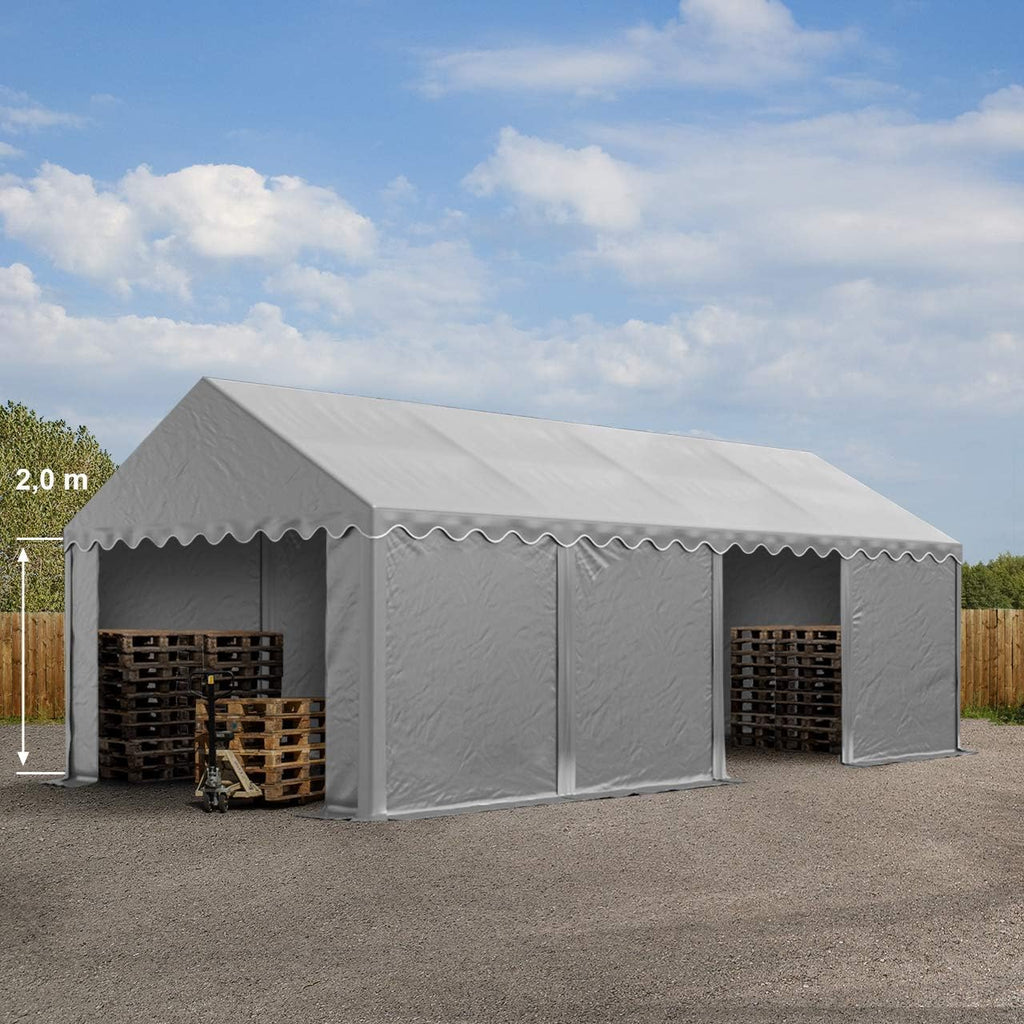 TOOLPORT Tente de Stockage 4x8 m abri bâche PVC 700 N imperméable Gris