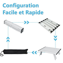 Load image into Gallery viewer, Lot de 2 Chaises de Camping Plage Pliante Table Enroulable en Aluminium Appui-tête Dossier Réglable à 5 Positions 6 Couleurs au Choix -