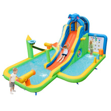 Load image into Gallery viewer, Toboggan Aquatique Gonflable Gant pour Enfants Piscine  claboussures sures Mur D'escalade Canons  Eau Lancer D'anneaux Cerceau (sans Souffleur) Multicolore -