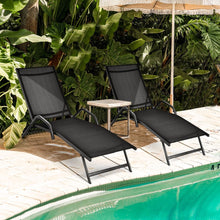 Load image into Gallery viewer, Lot de 2 Bains de Soleil Inclinables d'Extrieur avec Accoudoirs et Dossier Rglable  5 Positions Charge 160 kg Noir -