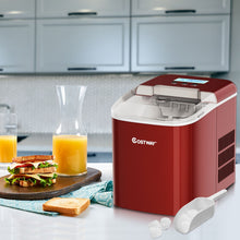 Load image into Gallery viewer, Machine à Glaçons 12KG/24H 2 Tailles de Glaçons 2,1L Réservoir 9pcs en 7 Minutes Pelle Panier Amovible Comptoir Maison Rouge -