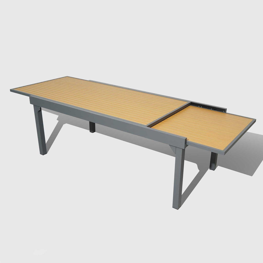 Table de jardin extensible en aluminium 12 places effet bois (200/320 x 100 cm) Murano Gris anthracite - Action-sport36 -