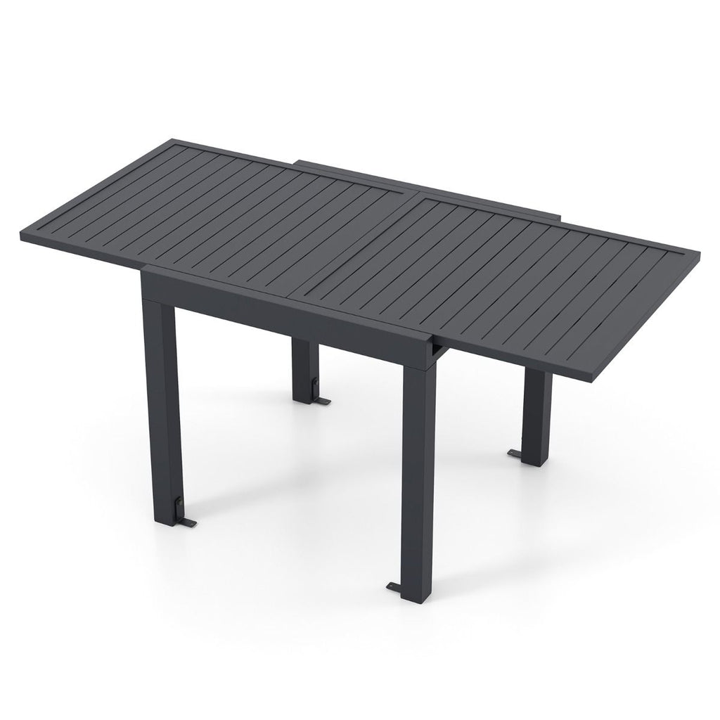 Table de Jardin Extensible en Aluminium Ajustable de 80 à 160 CM Table à Manger Extérieure Plateau à Lattes pour 4-6 Personnes Gris Foncé -