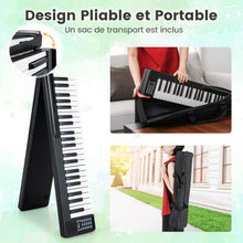 Load image into Gallery viewer, Piano Numérique Pliable à 88 Touches avec Fonction Bluetooth MIDI Clavier Électronique Portable avec Pédale de Sustain Sac de Transport -