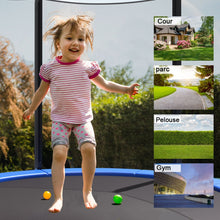 Load image into Gallery viewer, Trampoline de Jardin 脴 305cm avec Filet de Scurit Porte Entre Echelle Noir et Bleu -