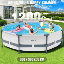 Load image into Gallery viewer, Piscine Tubulaire Ronde 300 x 300 x 76cm,Piscine Hors Sol Ronde avec Matériau Anti-Crevaison,Grande Piscines Steel Frame Adulte Vidange Rapide,Piscines Tubulaire Jardin pour Toute la Famille