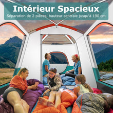 Load image into Gallery viewer, Tente de Camping pour 6/8/10 Personnes avec Auvent Grande Tente Familiale avec 2 Chambres 2 Portes 2 Fenêtres en Maille Vert -