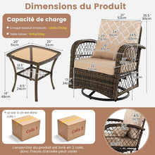 Load image into Gallery viewer, Salon de Jardin Extrieur 3PCS - 2 en Fauteuils  Bascule Pivotant  360掳Rotin PE Cadre Mtal our Terrasse Balcon -