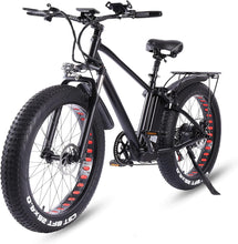 Load image into Gallery viewer, ride66 Vélo électrique VTT pour Homme Adulte,26 Pouces 21Ah Batterie au Lithium Shimano 7 Vitesses,Vélo Homme Fat Bike Noir XL -