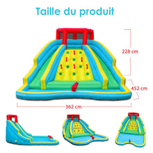 Load image into Gallery viewer, Toboggan Aquatique Gonflable 5 en 1 avec Pataugeoire Aire de Jeux Gonflable en Oxford avec Mur d'Escalade Charge 150kg pour 3-10 Ans (sans Souffleur) -