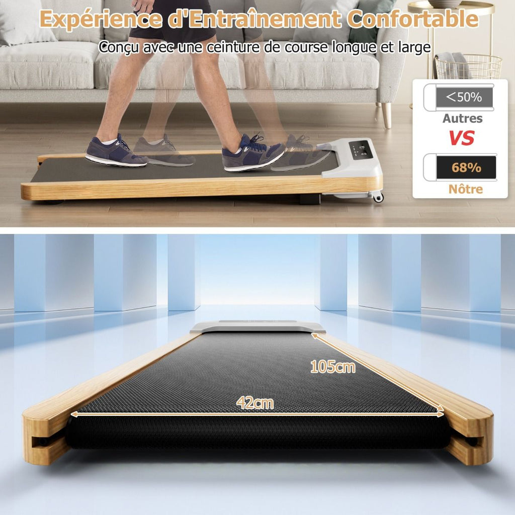 Tapis de Course Électrique 1,3-6KM/H Moteur 2,25HP à Roulettes Charge 120 kg avec Télécommande Écran LED 15 Programmes Gris -