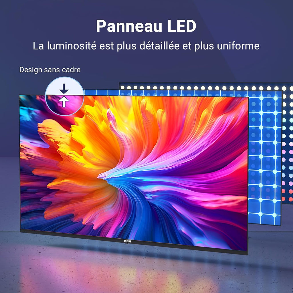 RCA VRS32HQ1 Smart TV 32 Pouces (80 cm) WiFi VIDAA Connectée Téléviseurs sans Bord avec Triple Tuner(DVB-C/S2/-T2) Molotov Netflix Prime Video + Youtube - 2024
