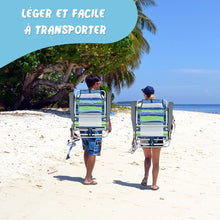Load image into Gallery viewer, Lot de 2 Chaises de Camping Plage Pliante Table Enroulable en Aluminium Appui-tête Dossier Réglable à 5 Positions 6 Couleurs au Choix -