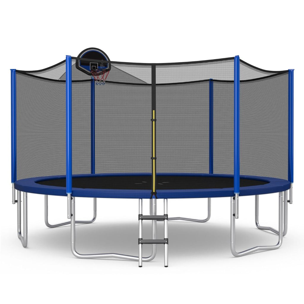 Trampoline d'Extérieur Ø366 cm Trampoline avec Panier de Basket Filet de Protection Trampoline pour Enfants et Adultes -