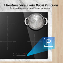Load image into Gallery viewer, Plaque Induction 4 Feux, Plaque de Cuisson Induction avec Technologie Demi-Pont, Fonction Boost, Chauffage Uniforme, Minuterie 99 Min, Verrouillage Sécurité 6400W