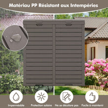 Load image into Gallery viewer, Poubelle d'Extérieur 135 L Poubelle Etanche à Double Seau Couvercle à Plusieurs Niveaux Bac d'Egouttage Poignée Découpée Poubelle Marron -