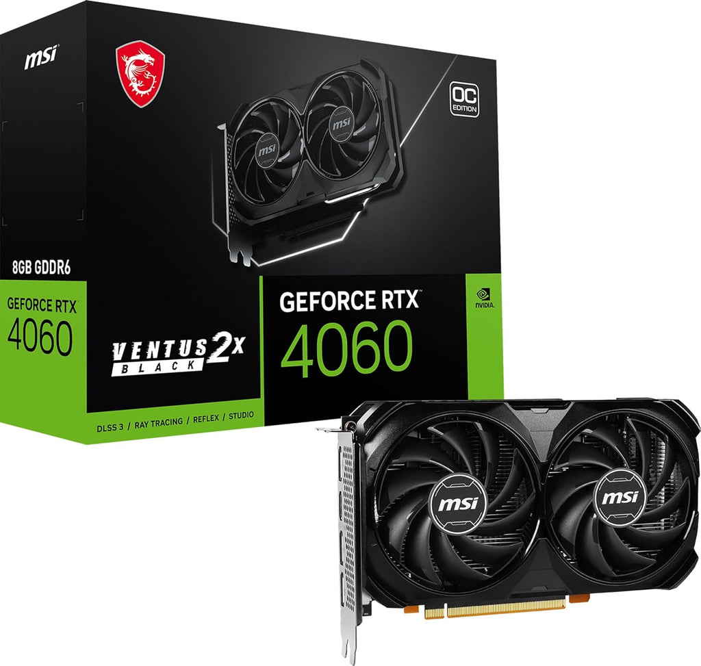 MSI Gaming Carte Graphique GeForce RTX 4060 8 Go GDRR6 128-bit HDMI/DP NVLink avec Ventilateur Torx 4.0 Carte Graphique avec Architecture Ada Lovelace (RTX 4060 Ventus 2X Black 8G OC)