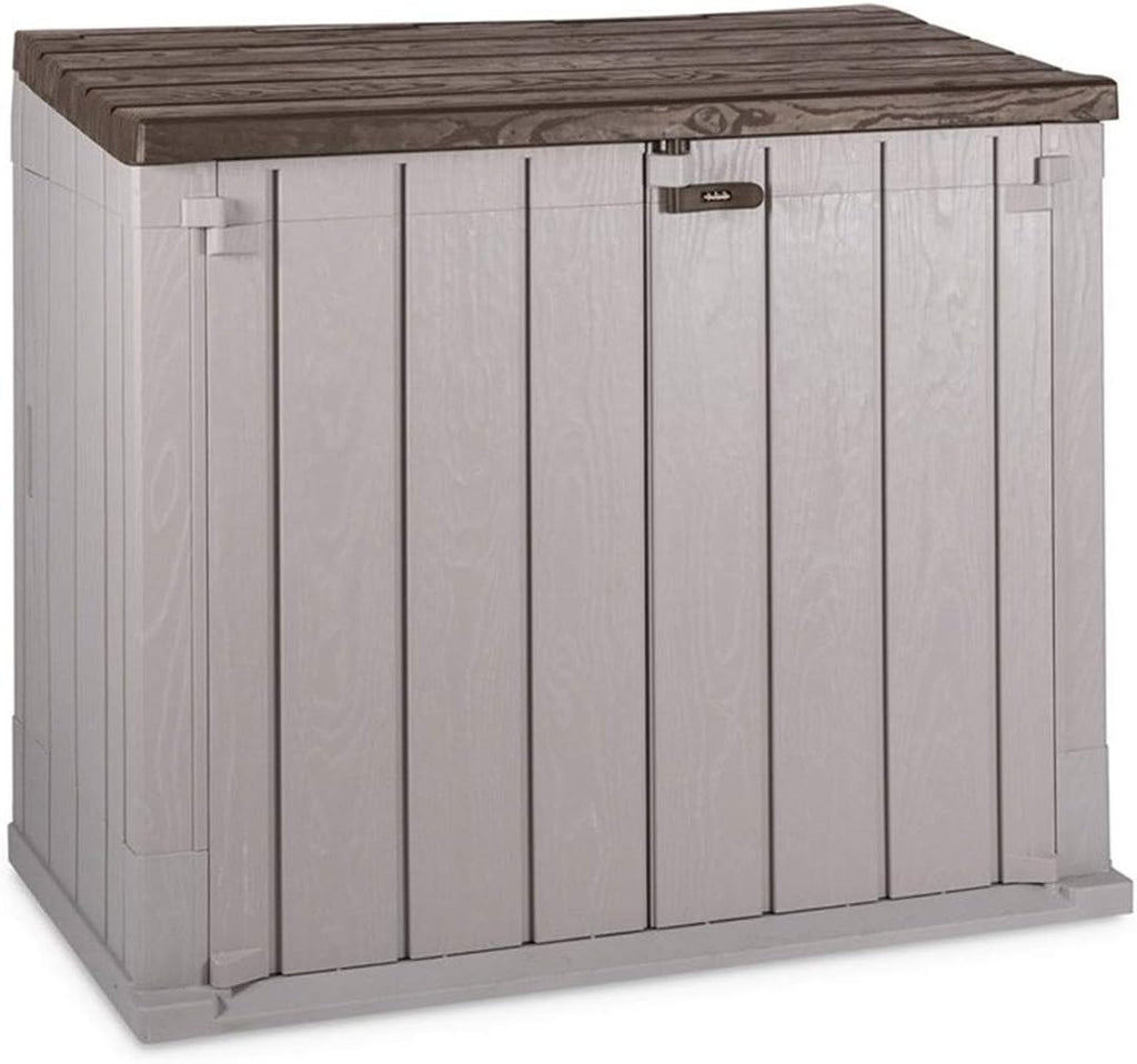 Toomax Stora Way Boîte à Outils d'extérieur en polypropylène recyclé avec Effet Bois (842L,Gris Taupe/Marron)