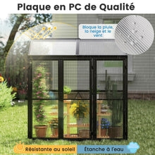 Load image into Gallery viewer, Serre de Jardin Extérieure en Aluminium Serre Mini Walk-in avec Lucarne et 3 Portes Fermables Plaques PC Résistantes au Soleil Noir -