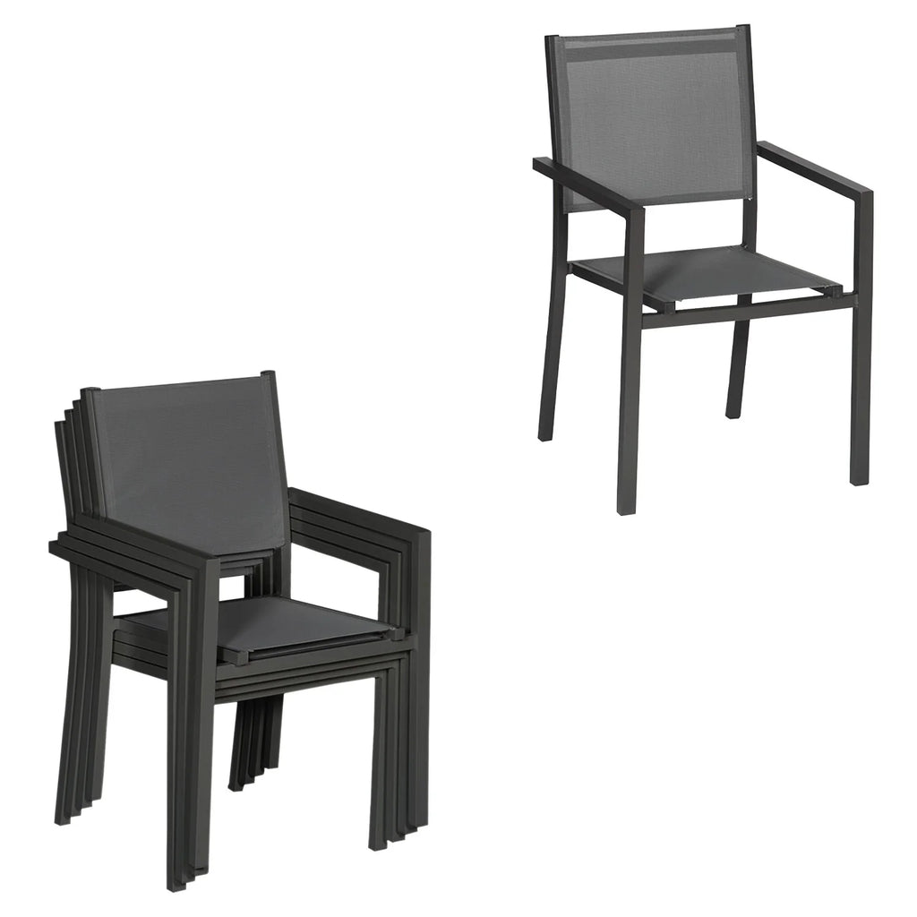 Salon de jardin extensible 10 places de 140/200cm en textilène gris - aluminium anthracite VENEZIA -