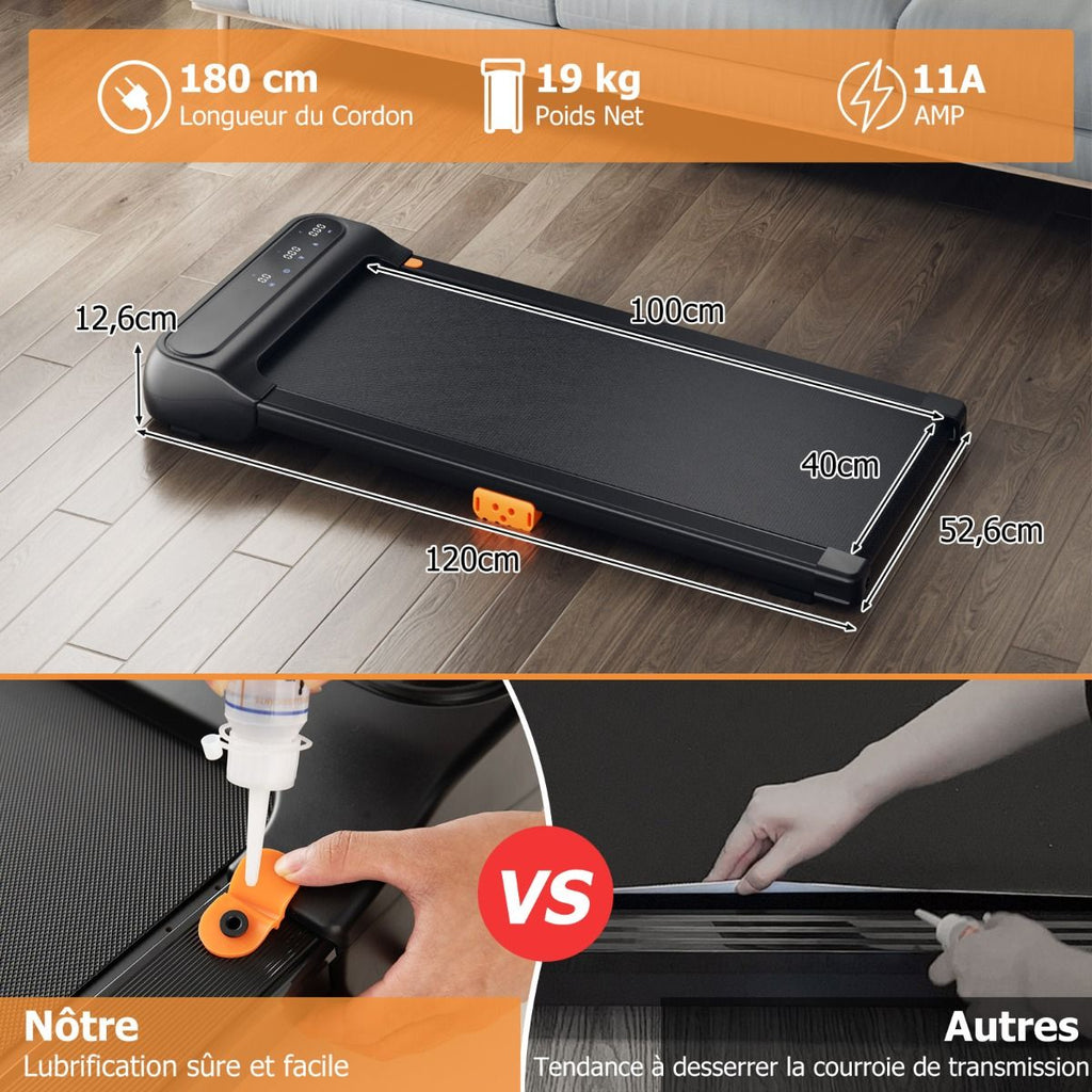 Tapis de Course et de Marche avec 12 Programmes Prdfinis Tlcommande et cran Tactile Led Machine de Jogging et de Marche Capacit 120 Kg Noir -