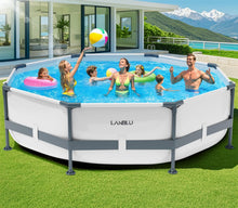 Load image into Gallery viewer, Piscine Tubulaire Ronde 300 x 300 x 76cm,Piscine Hors Sol Ronde avec Matériau Anti-Crevaison,Grande Piscines Steel Frame Adulte Vidange Rapide,Piscines Tubulaire Jardin pour Toute la Famille