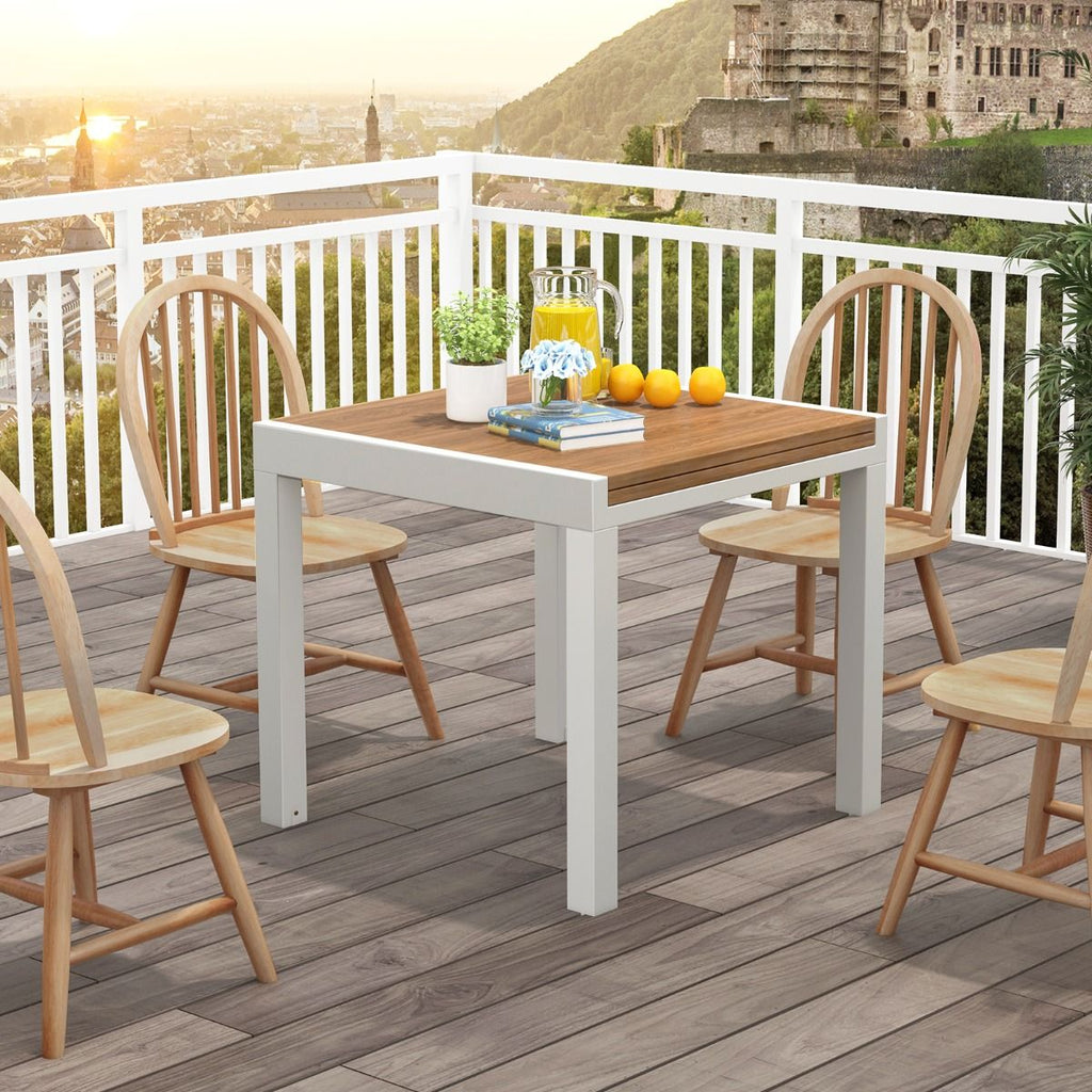 Table de Jardin Extensible en Aluminium Ajustable de 80 à 160 CM Table à Manger Rectangulaire pour 4-6 Personnes Gris/Naturel -